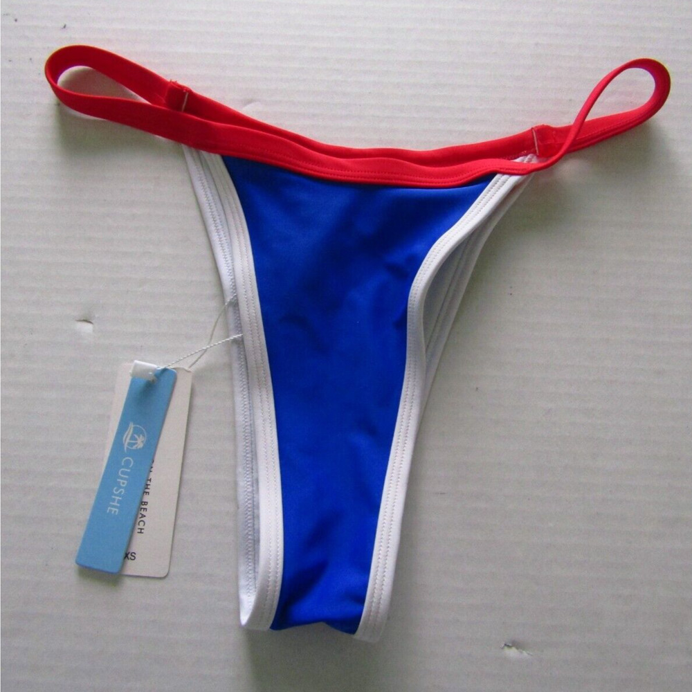 Cupshe Blue, red white bikini bottom Lined size XS NEW